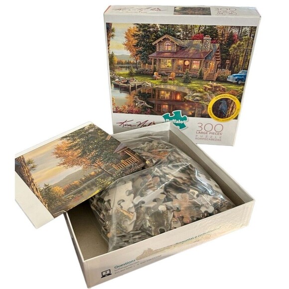 Buffalo Games Peace Like a River Fall Cabin Jigsaw Puzzle 300 Large Piece - Picture 3 of 7